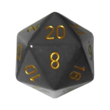 Chessex d20 kocka, nagy méretű, sötétszürke, réz számokkal