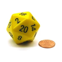 Chessex d20 kocka, nagy méretű, sárga, fekete számokkal