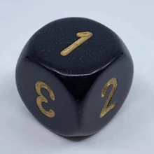 Chessex d6 kocka, dupla oldallal, fekete, arany számokkal