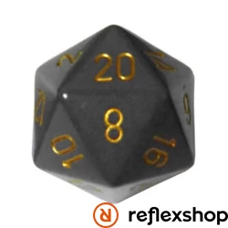 Chessex d20 kocka, nagy méretű, sötétszürke, réz számokkal