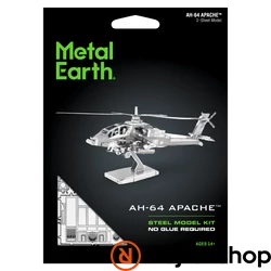 Metal Earth Boeing AH-64 Apache helikopter - lézervágott acél makettező szett