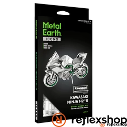 Metal Earth ICONX Kawasaki Ninja H2R (ezüst/zöld) - lézervágott acél makettező szett