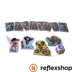 Zombie Kidz: Evolúció társasjáték - hősjelölők és zombijelölők
