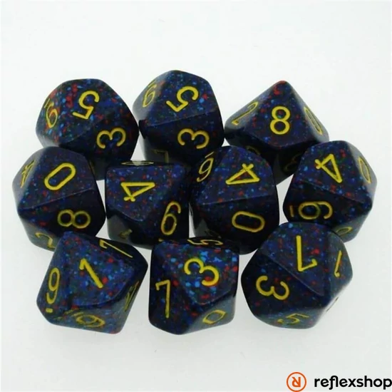 Chessex d10 (10 kocka) kockaszett, foltos, twilight