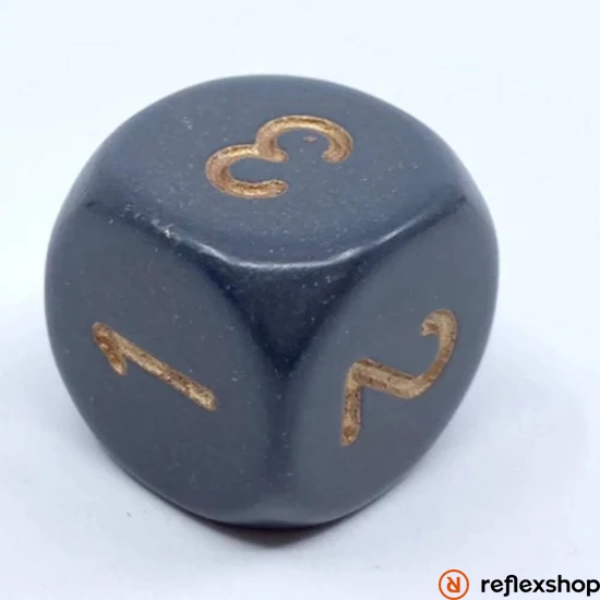 Chessex d6 kocka, dupla oldallal, szürke, arany számokkal