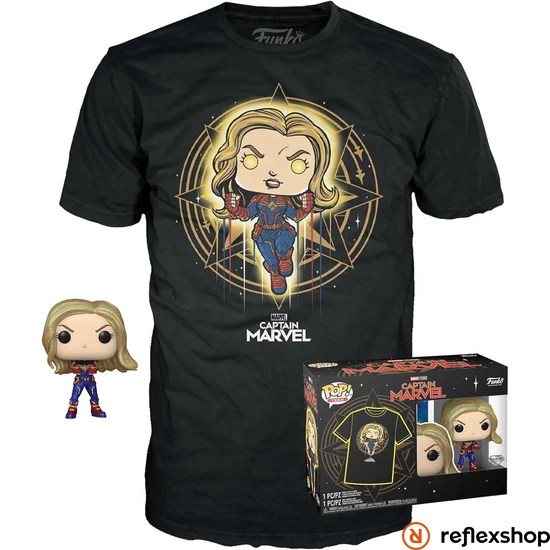 POP & TEE: Marvel- Captain Marvel- L