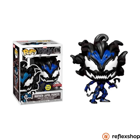 Funko Pop! Marvel Venom: Mayhem (April Parker) (Glows in the Dark) (Pop In A Box Exclusive) #676 Bobble-Head Vinyl Figure #676