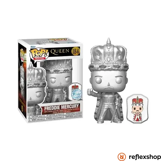 Funko POP! Rocks: Queen - Freddie Mercury King (Platinum) with Pin (SE) figura #184