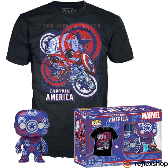 Funko POP! & Tee: Marvel Patriotic Age - Captain America figura és póló (M)