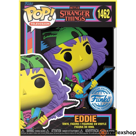 Funko POP! Television: Stranger Things Season S3 - Eddie (with Guitar) (Blacklight) (SE) #1462 figura