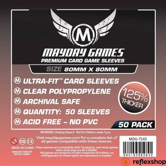 Mayday Games Prémium közepes négyzet kártyavédő 80 x 80 mm (50 db-os csomag)