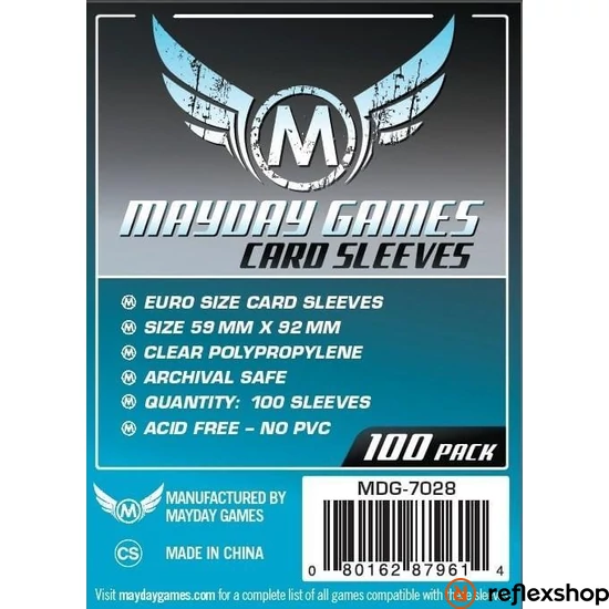 Mayday Games Euro méretű kártyavédő (100 db-os szett), 59 mm x 92 mm