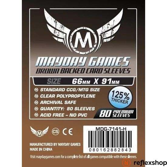 Mayday Games Kártyavédő kártyajátékokhoz (80 db-os csomag) 66 x 91 mm (barna hátlap)