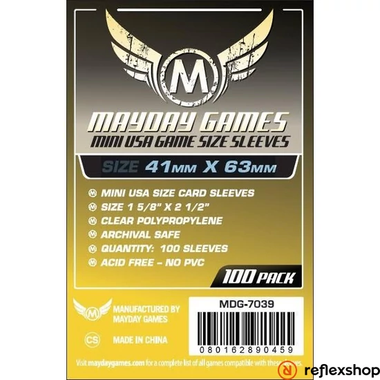 Mayday Games Mini USA méretű kártyavédő 41 x 63 mm (100 db-os csomag)