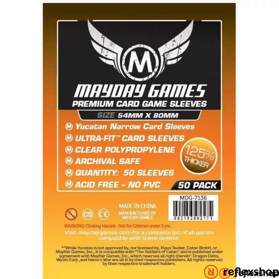 Mayday Games Prémium Yucatan keskeny kártyavédő (50 db-os csomag) 54 x 80 mm