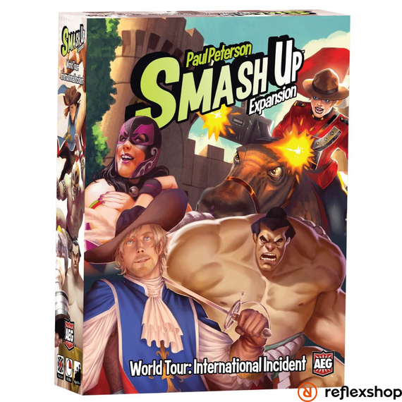 Smash Up: World Tour - International Incidents angol nyelvű társasjáték dobozborító
