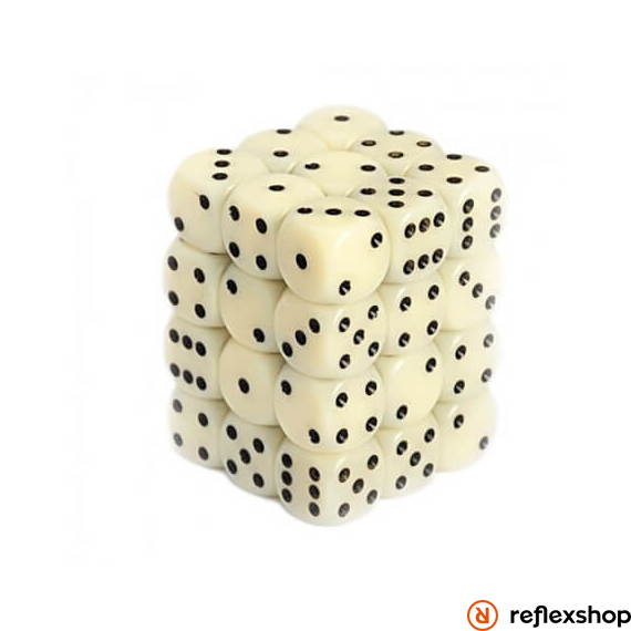 d6 kockablokk, kis kockákkal (36 kocka), elefántcsont, fekete pöttyös