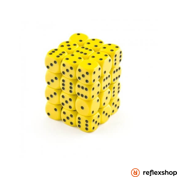 d6 kockablokk, kis kockákkal (36 kocka), sárga, fekete pöttyös