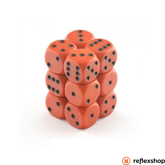 d6 kockablokk (12 kocka), narancs, fekete pöttyös