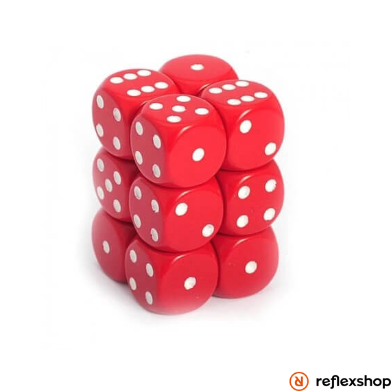 d6 kockablokk (12 kocka), piros, fehér pöttyös