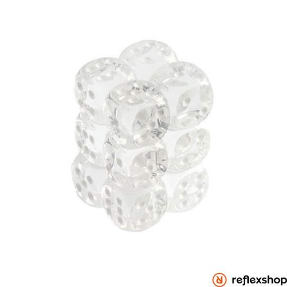 d6 kockablokk (12 kocka), áttetsző, fehér pöttyös