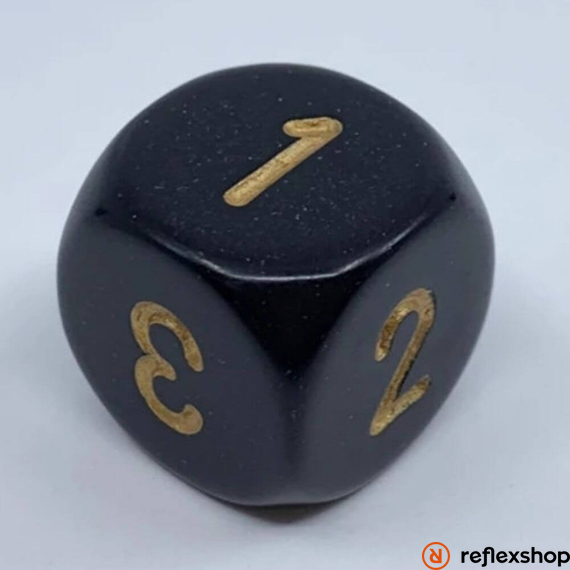 Chessex d6 kocka, dupla oldallal, fekete, arany számokkal