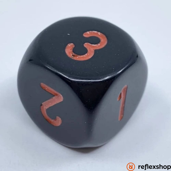 Chessex d6 kocka, dupla oldallal, fekete, piros számokkal