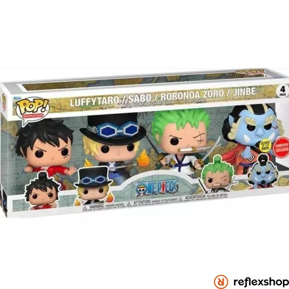 Funko Pop! 4-Pack Animation: One Piece S6 - Luffytaro / Sabo / Roronoa Zoro / Jimbei (Glows in the Dark) (Gamestop Exclusive) Vinyl Figures