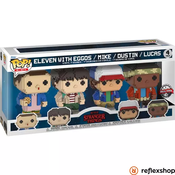 Funko Pop! 4-Pack: Stranger Things - 8 Bit Eleven with Eggos / Mike / Dustin / Lucas (Special Edition) Vinyl Figures