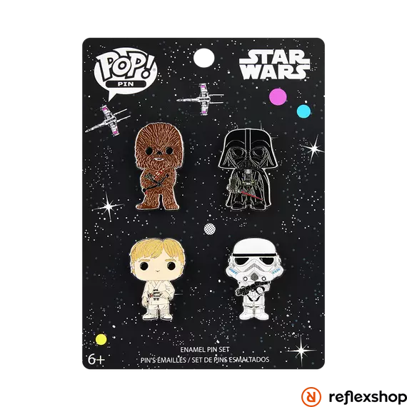 FUNKO POP 4PK PIN SET: STAR WARS - LUKE CHEWY DARTH STORM TR