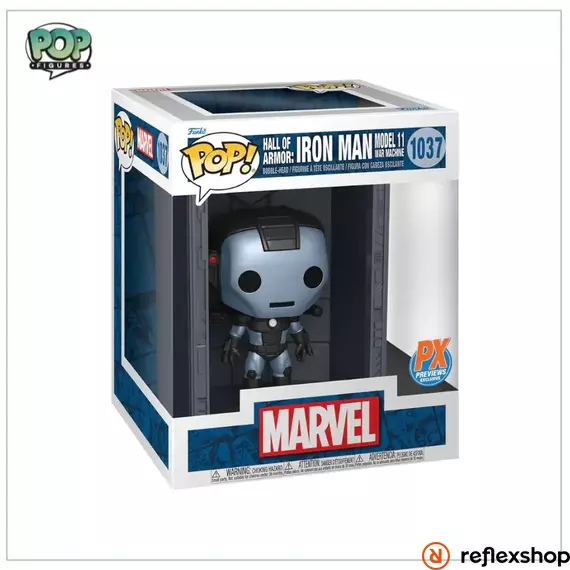 Funko Pop! Deluxe: Marvel Hall of Armor: Iron Man Model 4 (Metallic) (PX Previews Exclusive) #1036 Bobble-Head Vinyl Figure