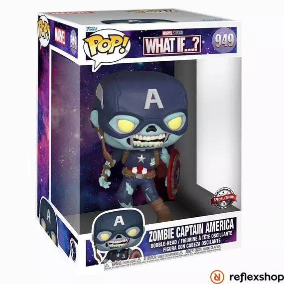 Funko Pop! Jumbo Marvel: What If...? S2 - Zombie Captain America (Special Edition) #949 Bobble-Head Vinyl Figure (10")