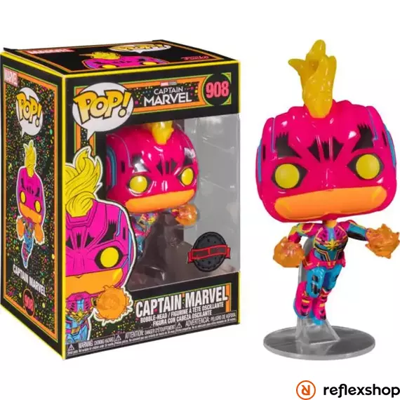 Funko Pop! Marvel Captain Marvel: Black Light - Captain Marvel (Special Edition) #908 Bobble-Head Vinyl Figure