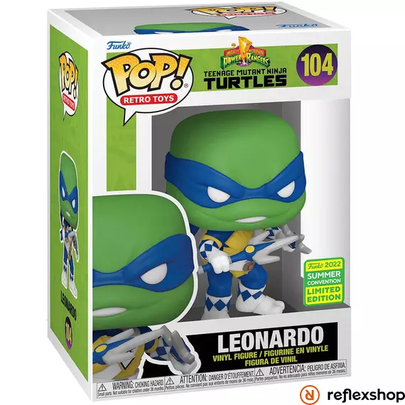 Funko Pop! Retro Toys: Mighty Morphin Power Rangers + Teenage Mutant Ninja Turtles - Leonardo (Convention Limited Edition) #104 Vinyl Figure