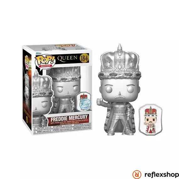 Funko POP! Rocks: Queen - Freddie Mercury King (Platinum) with Pin (SE) figura #184