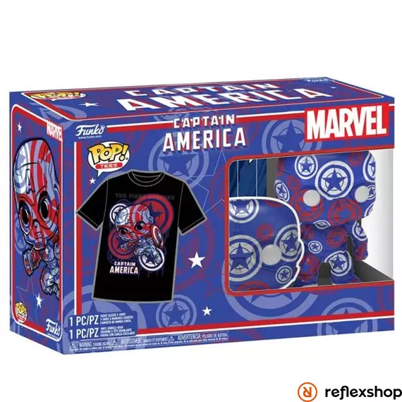 Funko POP! & Tee: Marvel Patriotic Age - Captain America figura és póló (M)