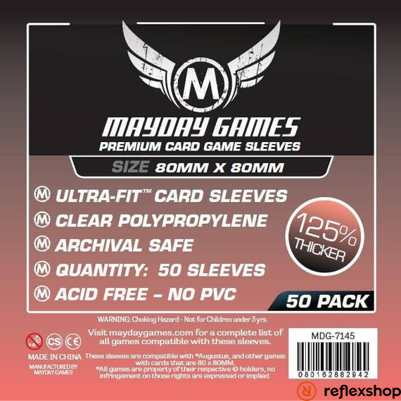 Mayday Games Prémium közepes négyzet kártyavédő 80 x 80 mm (50 db-os csomag)