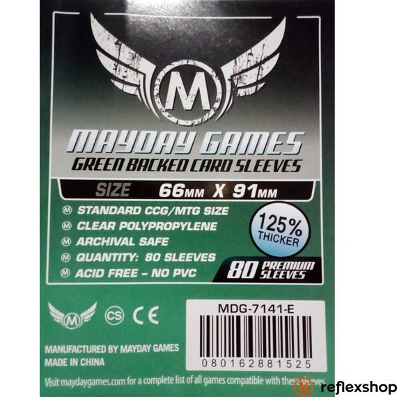 Mayday Games Kártyavédő kártyajátékokhoz (80 db-os csomag) 66 x 91 mm (zöld hátlap)