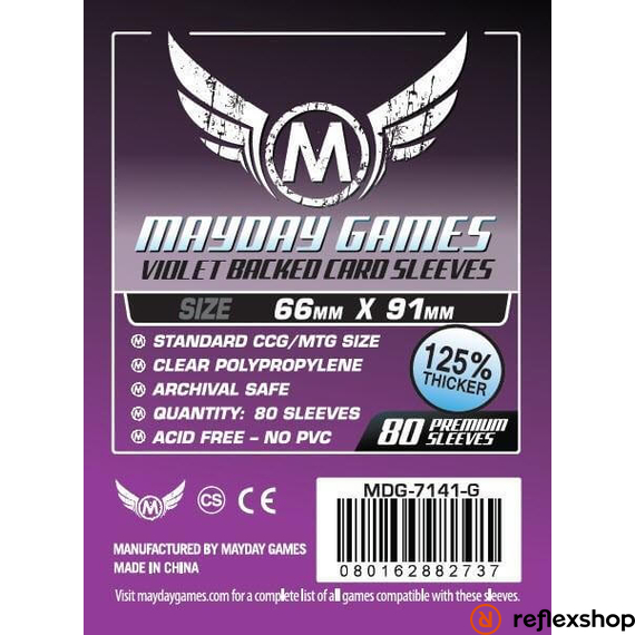 Mayday Games Kártyavédő kártyajátékokhoz (80 db-os csomag) 66 x 91 mm (lila hátlap)