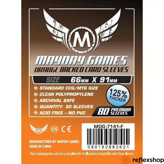 Mayday Games Kártyavédő kártyajátékokhoz (80 db-os csomag) 66 x 91 mm (narancs hátlap)