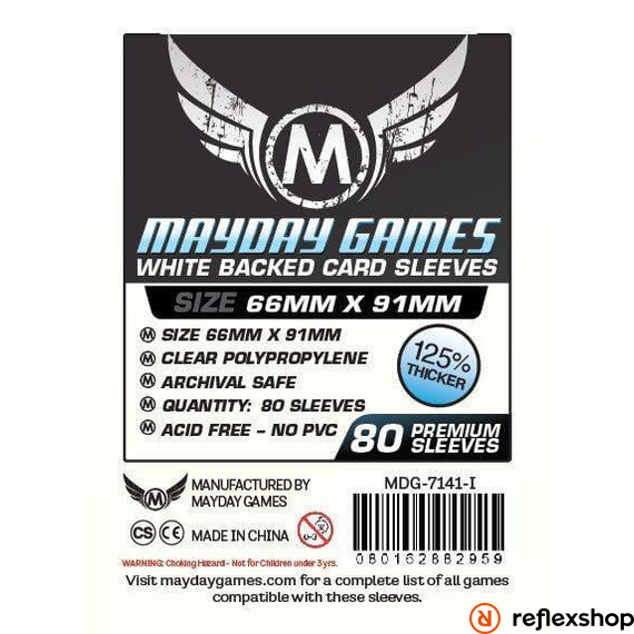Mayday Games Kártyavédő kártyajátékokhoz (80 db-os csomag) 63.5 x 88 mm (fehér hátlap)
