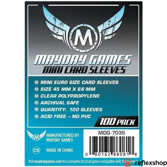 Mayday Games Mini Euro méretű kártyavédő (100 db-os csomag) 45 mm x 68 mm