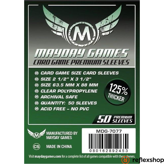 Mayday Games Premium kártyavédő kártyajátékokhoz (50 db-os csomag) 63.5 x 88 mm