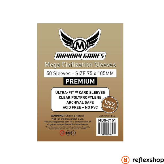 Mayday Games Prémium Mega Civilization kártyavédő 75 x 105 mm (50 db-os csomag)