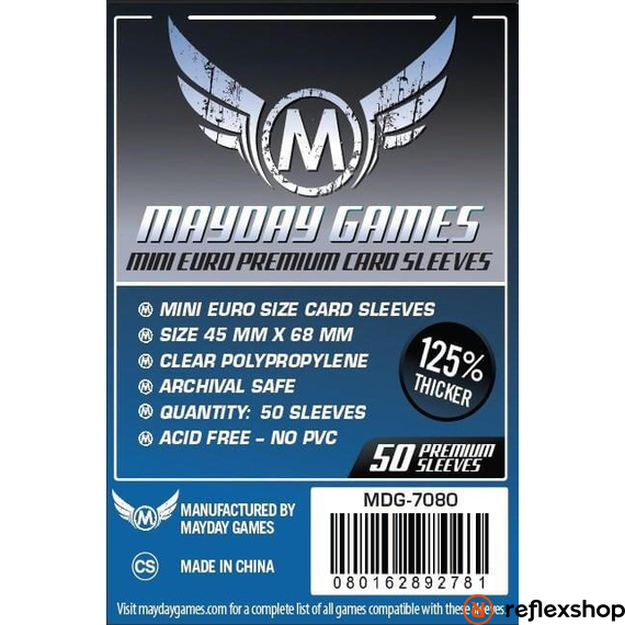 Mayday Games Premium Mini Euro kártyavédő (50 db-os csomag) 45 x 68 mm