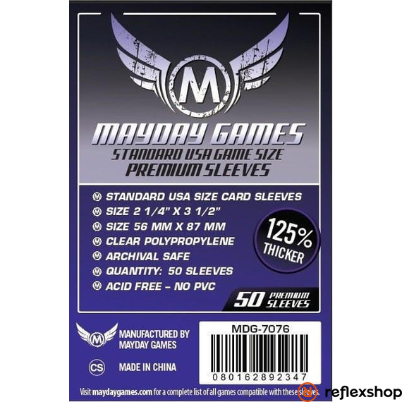 Mayday Games Premium USA méretű kártyavédő 56 x 87 mm (50 db-os csomag)