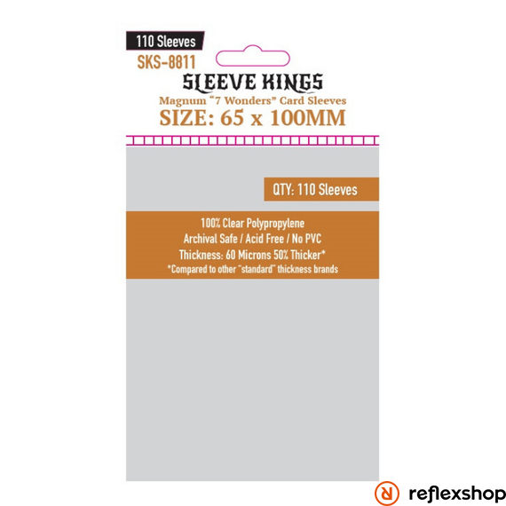 Sleeve Kings Magnum  kártyavédő &quot;7 Csoda&quot; társasjátékhoz (110 db-os csomag) 65 x 100 mm 