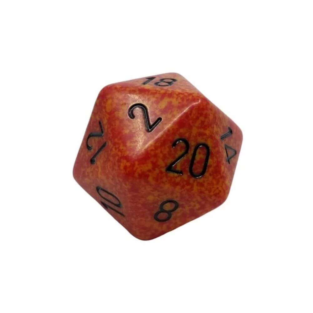 sticky Chessex d20 kocka, nagy méretű, foltos, fire