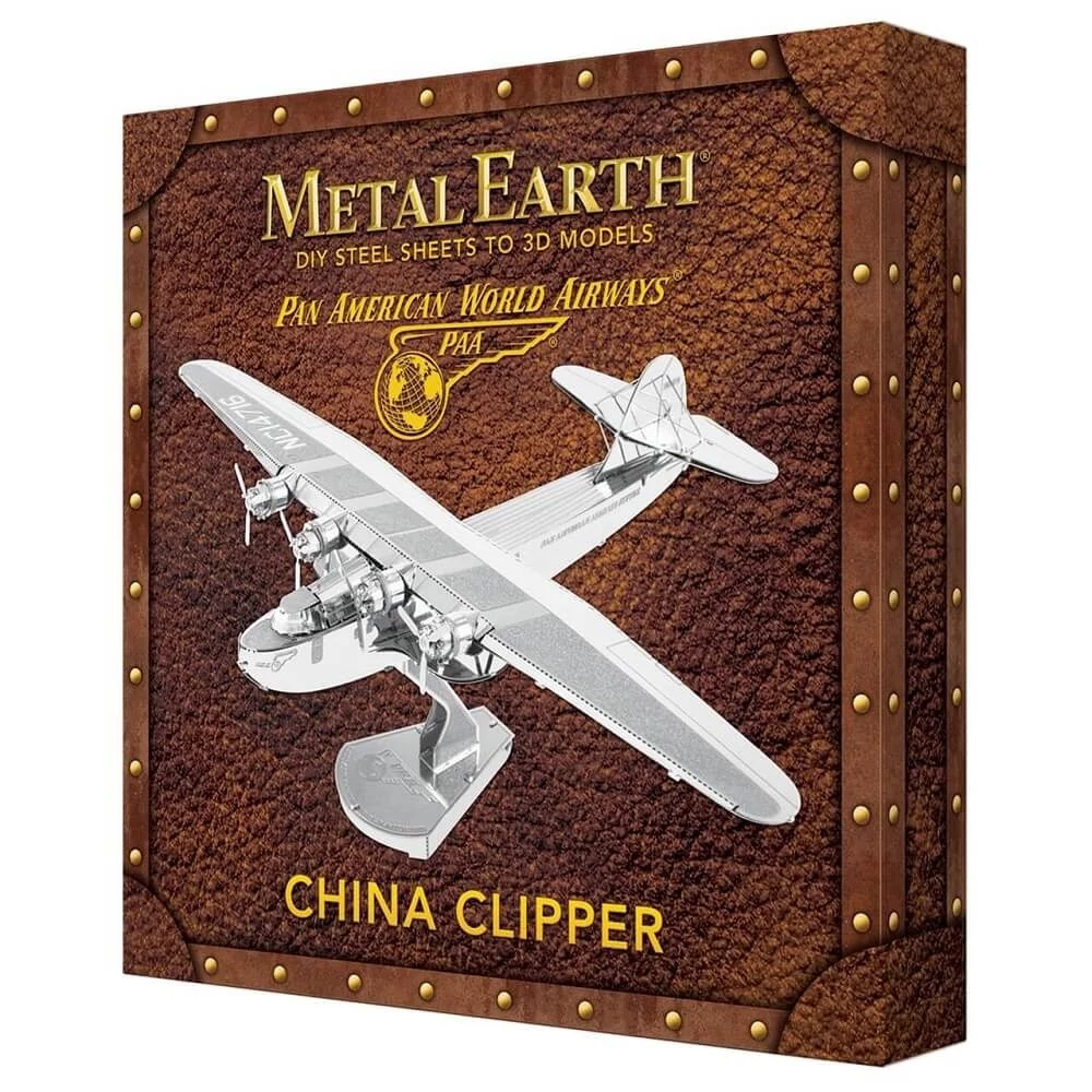 sticky Metal Earth China Clipper repülőgép, dobozos változat - lézervágott acél makettező szett