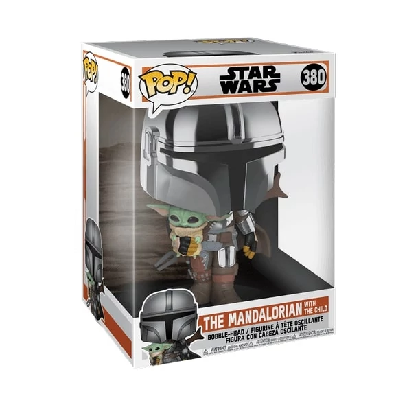 sticky Funko POP! Jumbo: Star Wars - The Mandalorian - Mandalorian (chrome) figura #380